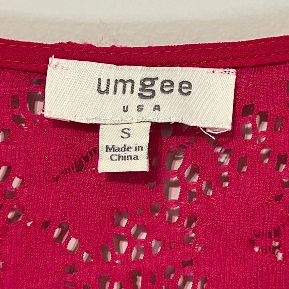 Umgee short ruffle sleeve A line dress. Red in color. Size small (B) - Picture 2 of 3